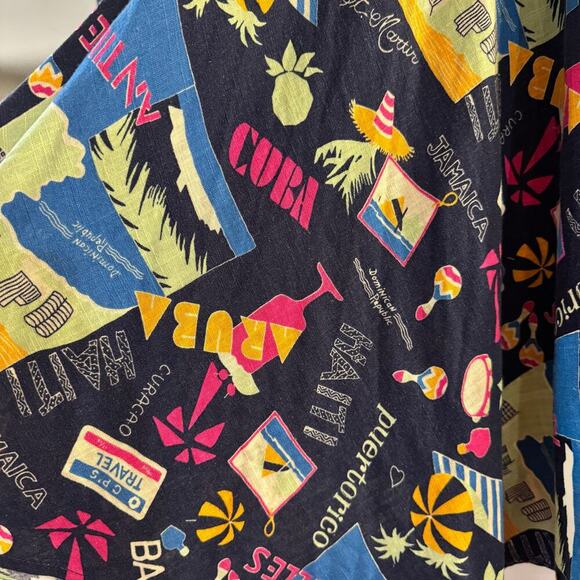 MODCLOTH Line Just This Sway Blue Vacation Travel Postcard Print Flare Skirt XL - Picture 7 of 8